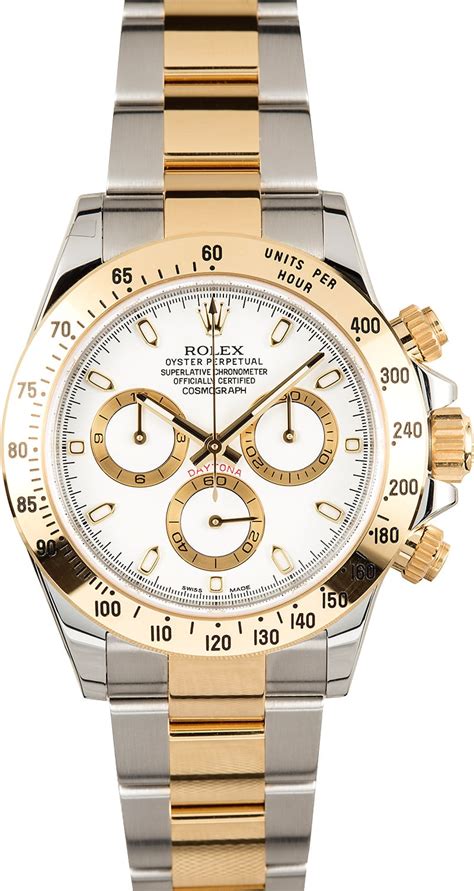 rolex daytona two-tone white dial price|rolex daytona for sale white.